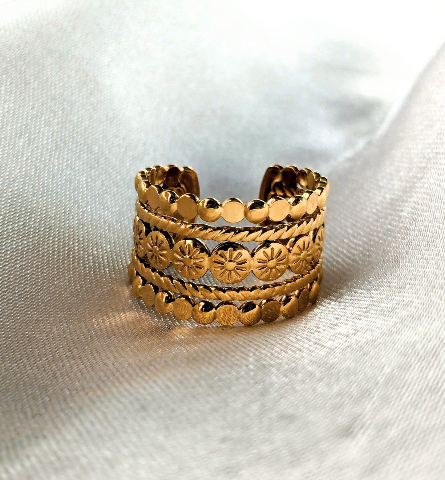 Bague motif tribal plaqué or