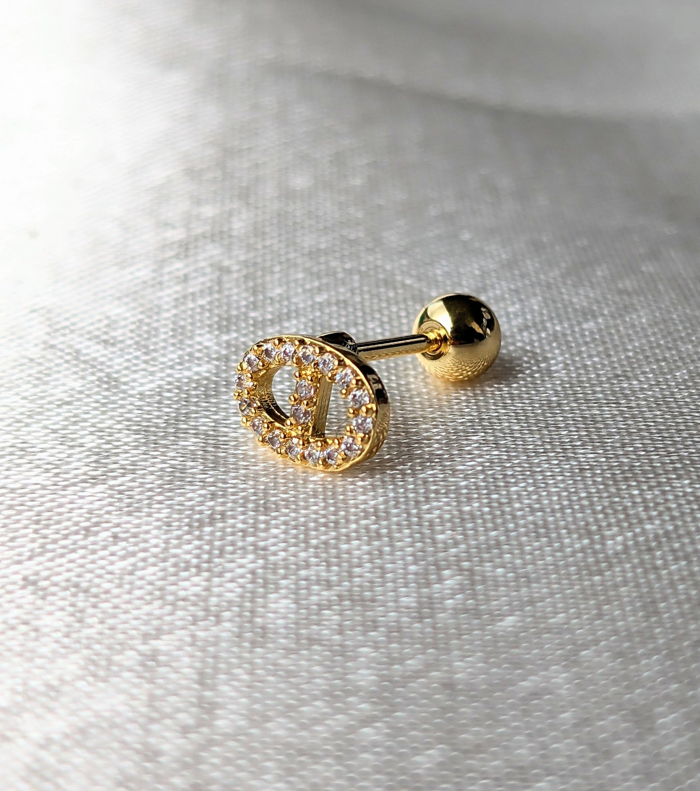 Piercing tige cuivre strass