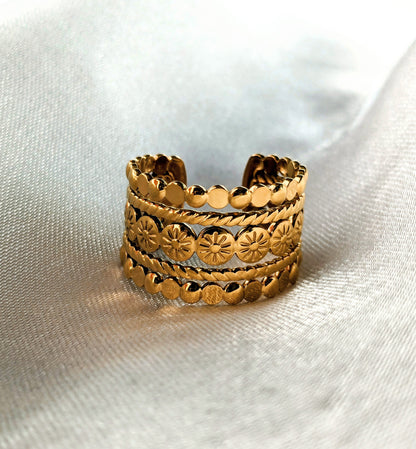 Bague motif tribal plaqué or