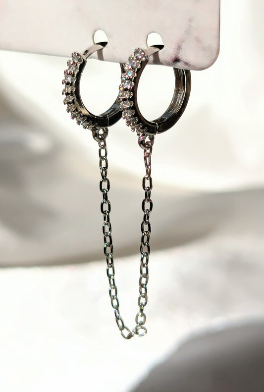 Boucle d'oreille deux trous argent