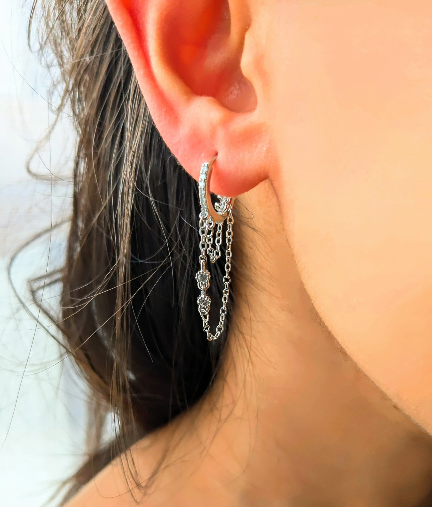 Boucles d'oreilles argent avec zircon cubique