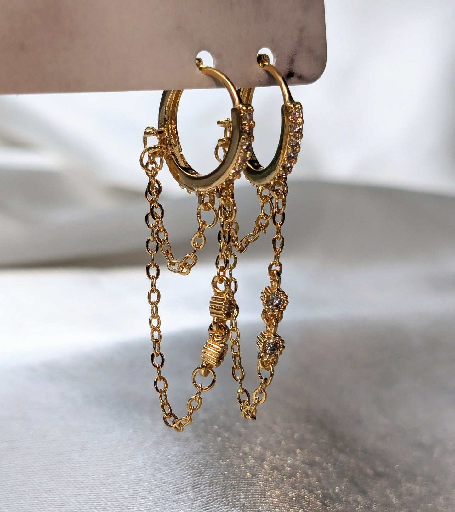 Boucles d'oreilles pendantes plaquées or