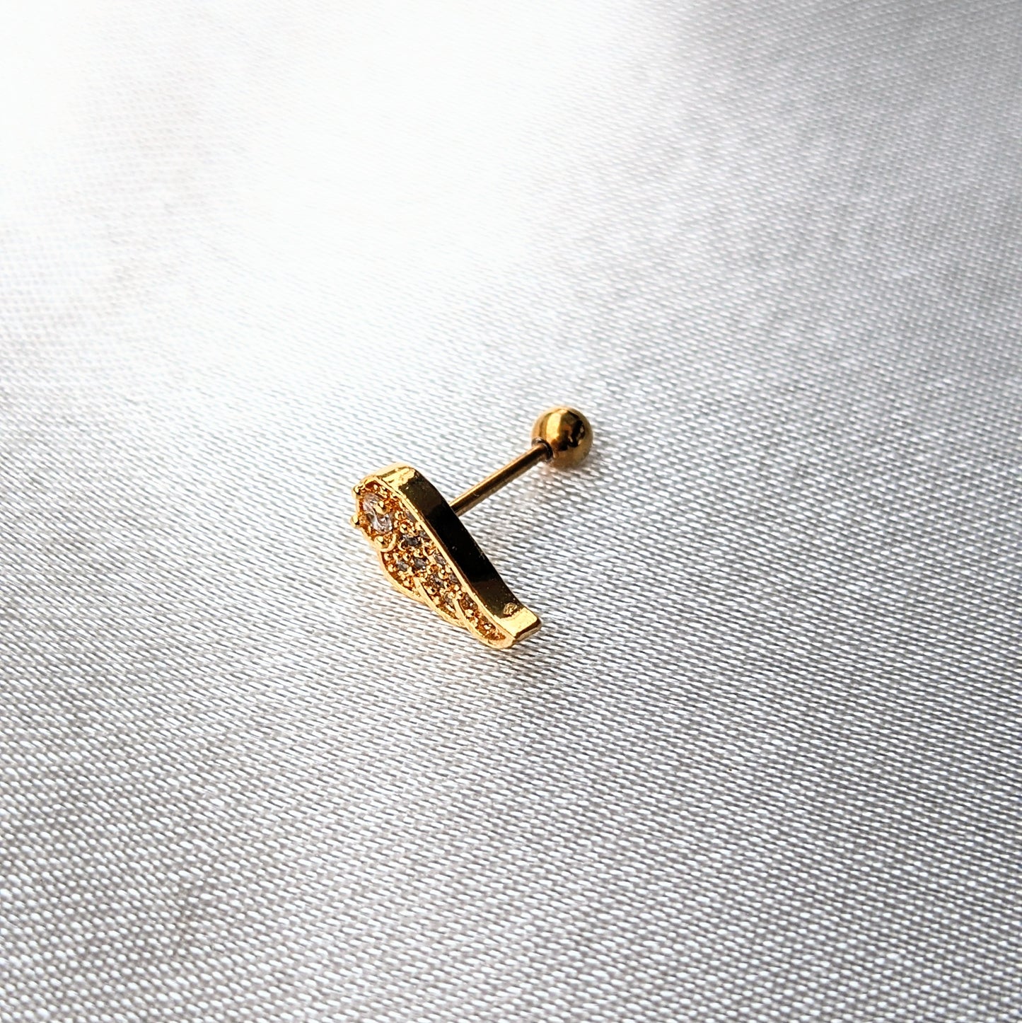 Piercing d'oreille tige en cuivre strass