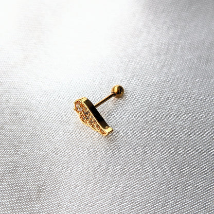 Piercing d'oreille tige en cuivre strass