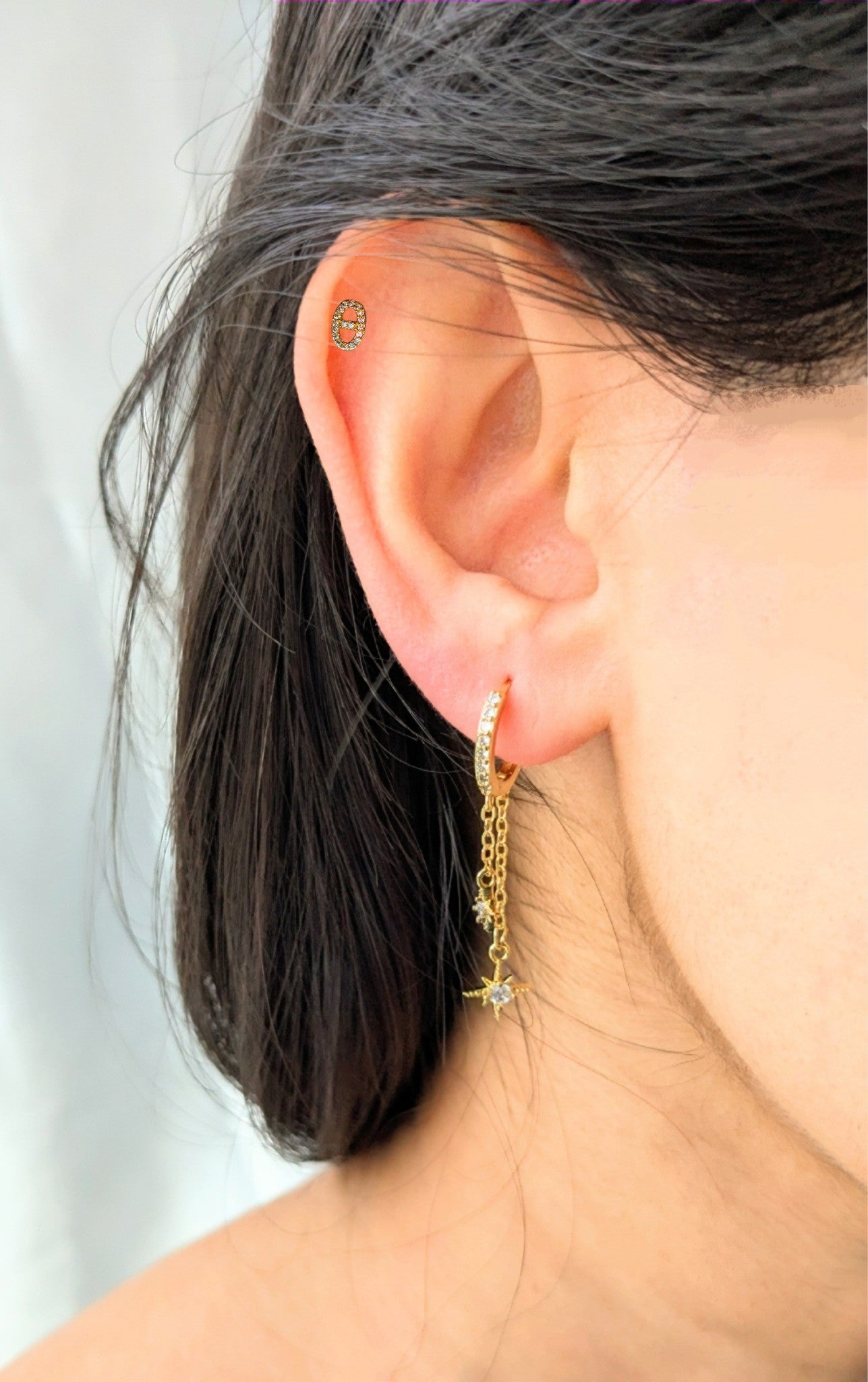Puce boucle d'oreille or nez de cochon