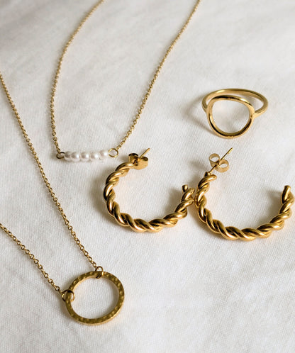 Set de bijoux ronds dorés 